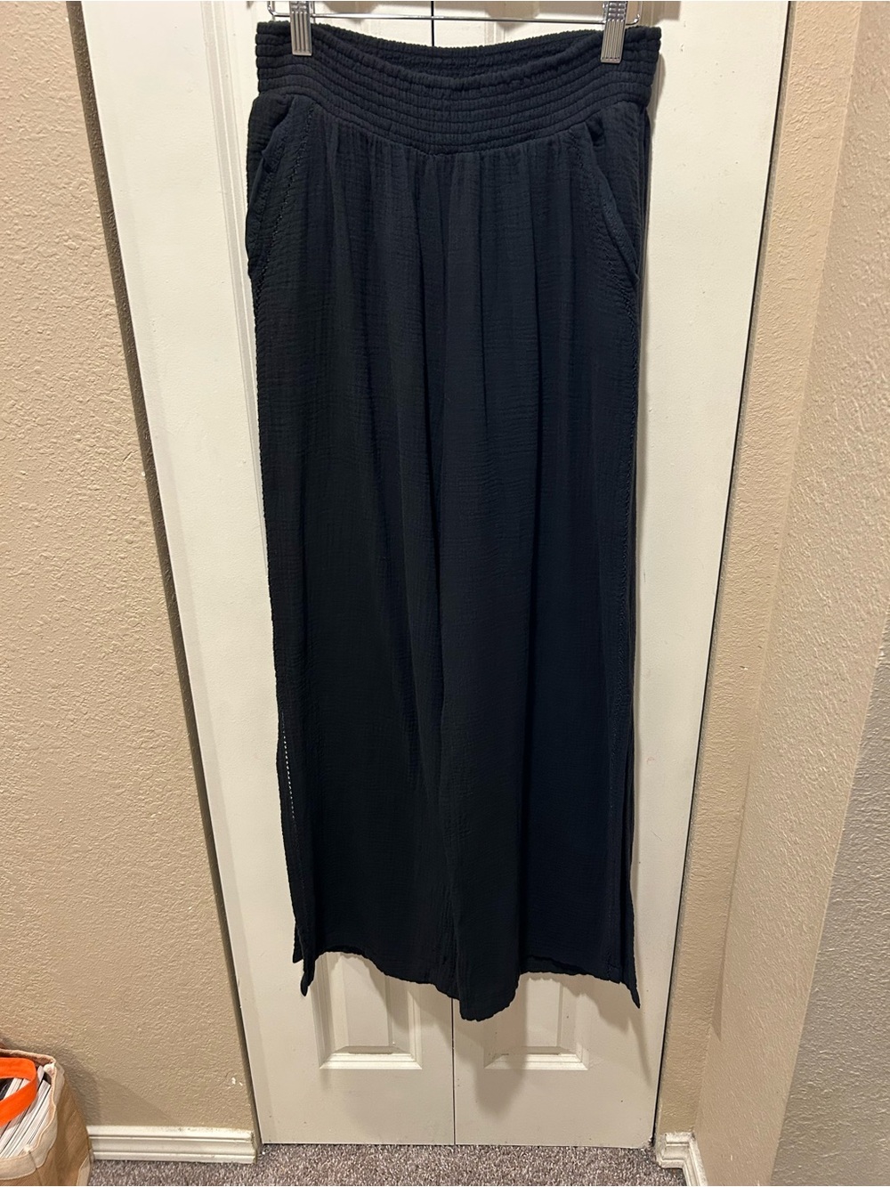 Aerie Wide Leg Cotton Gauze Side Slit Coastal Beachy Pants , M - Picture 4 of 11